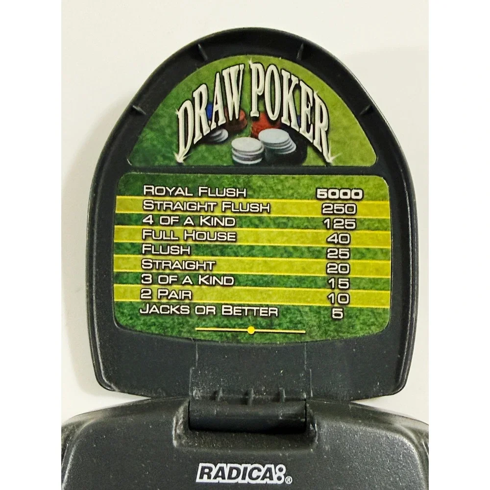 Radica Draw Poker Electronic Handheld Game Unisex OS Black Retro Vtg 1998 Model